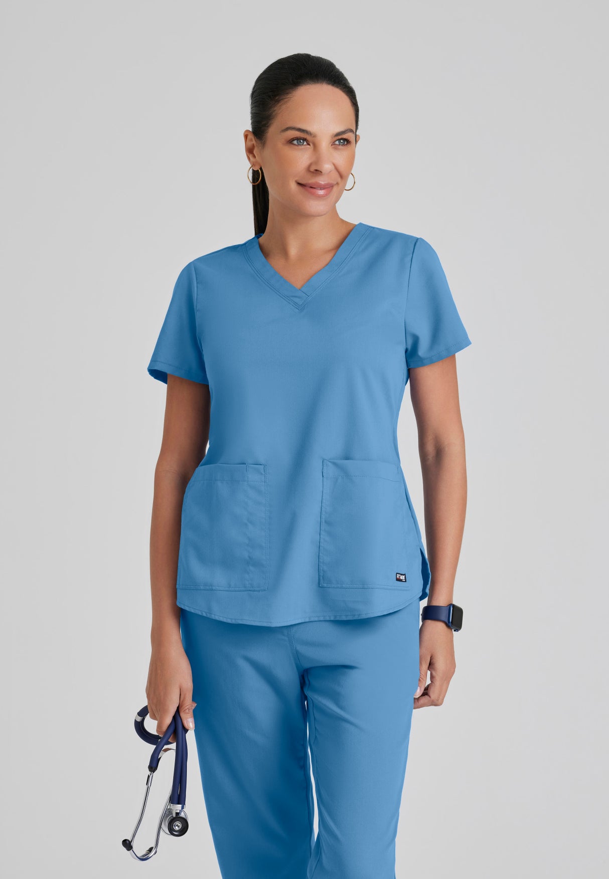 Grey's Anatomy™ Women's Aubrey 2-Pocket V-Neck Top