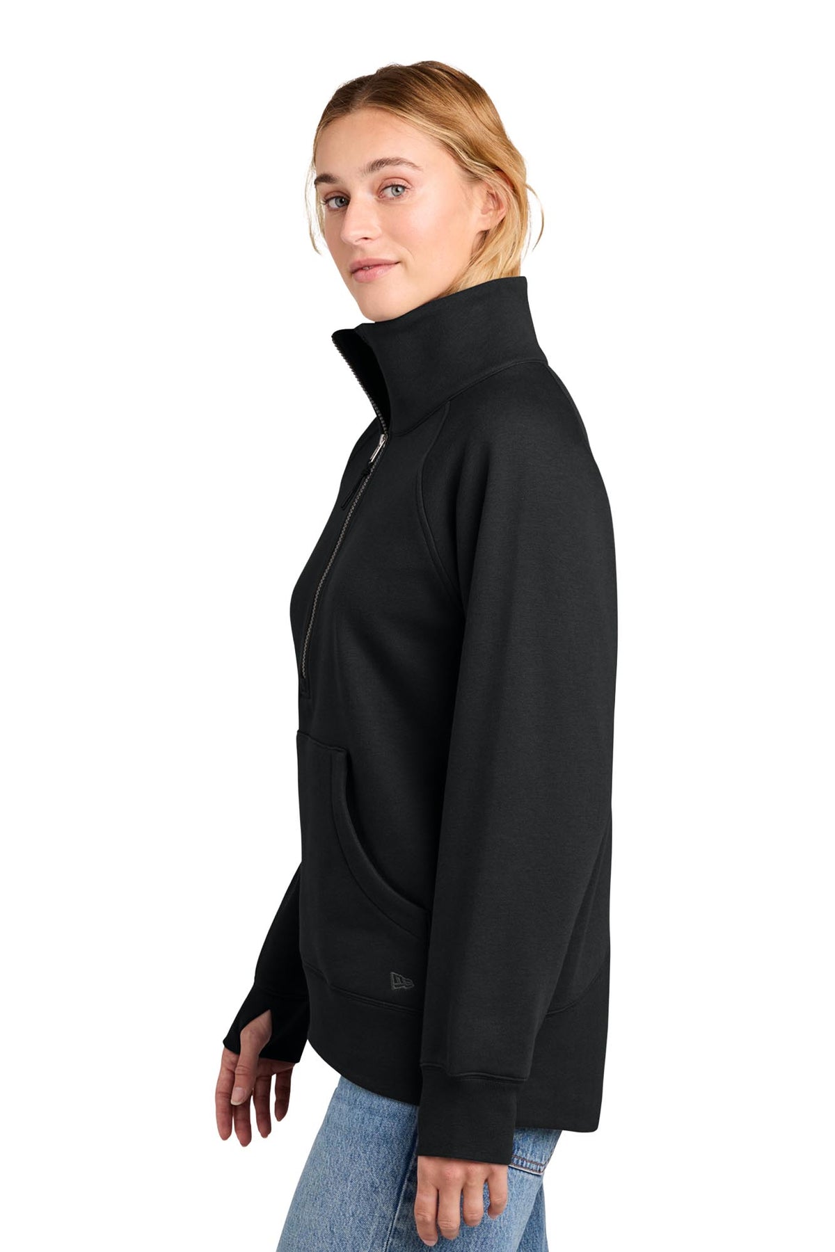 New Era® Women’s Heritage Fleece 1/2-Zip - Black