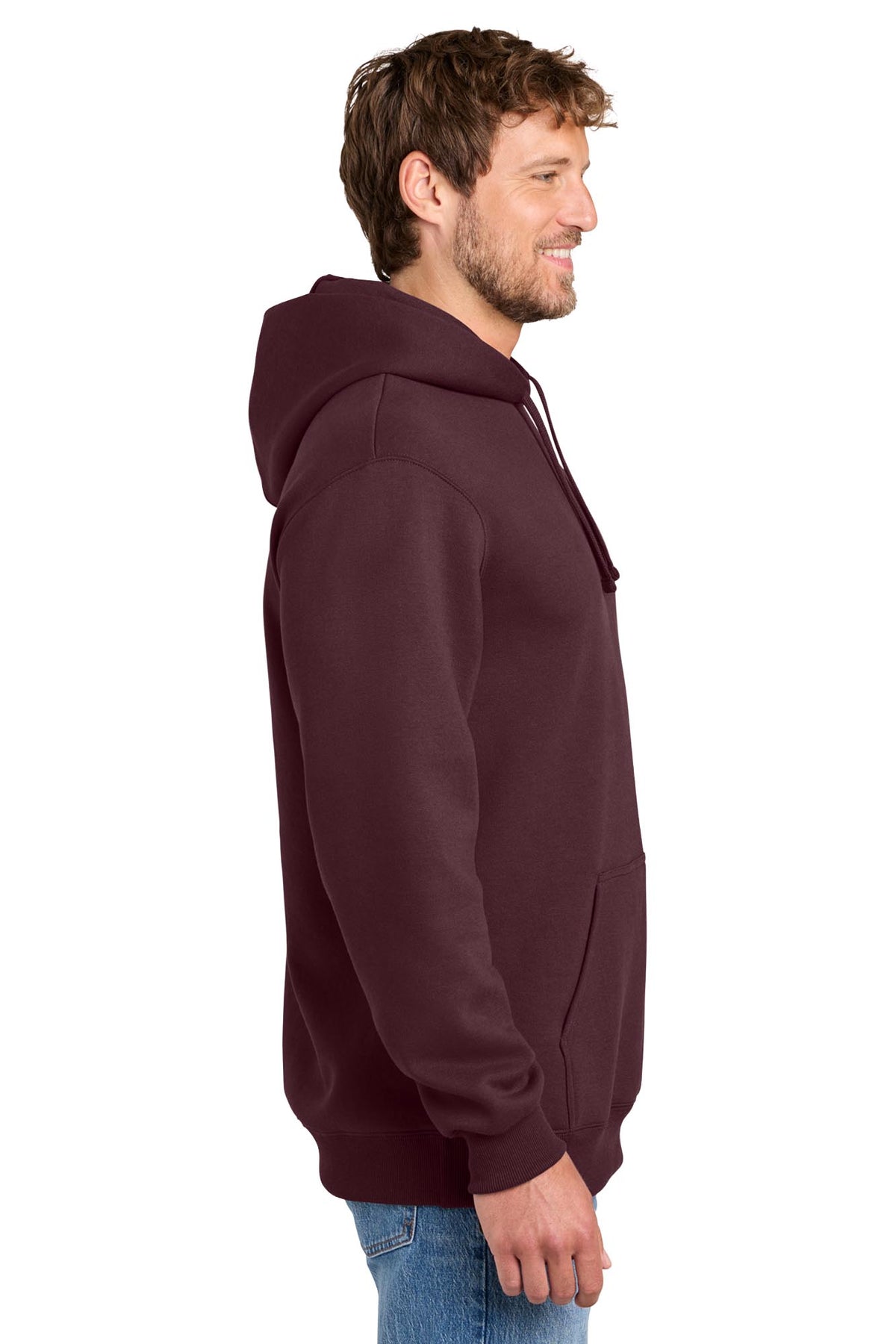 Port & Co® Men's Foundation Fleece Pullover Hooded Sweatshirt - Athletic Maroon