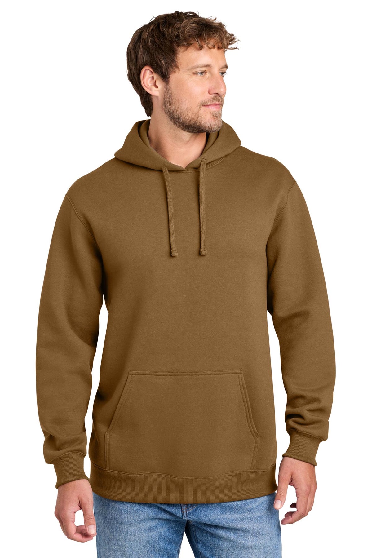 Port & Co® Men's Foundation Fleece Pullover Hooded Sweatshirt - Duck Brown