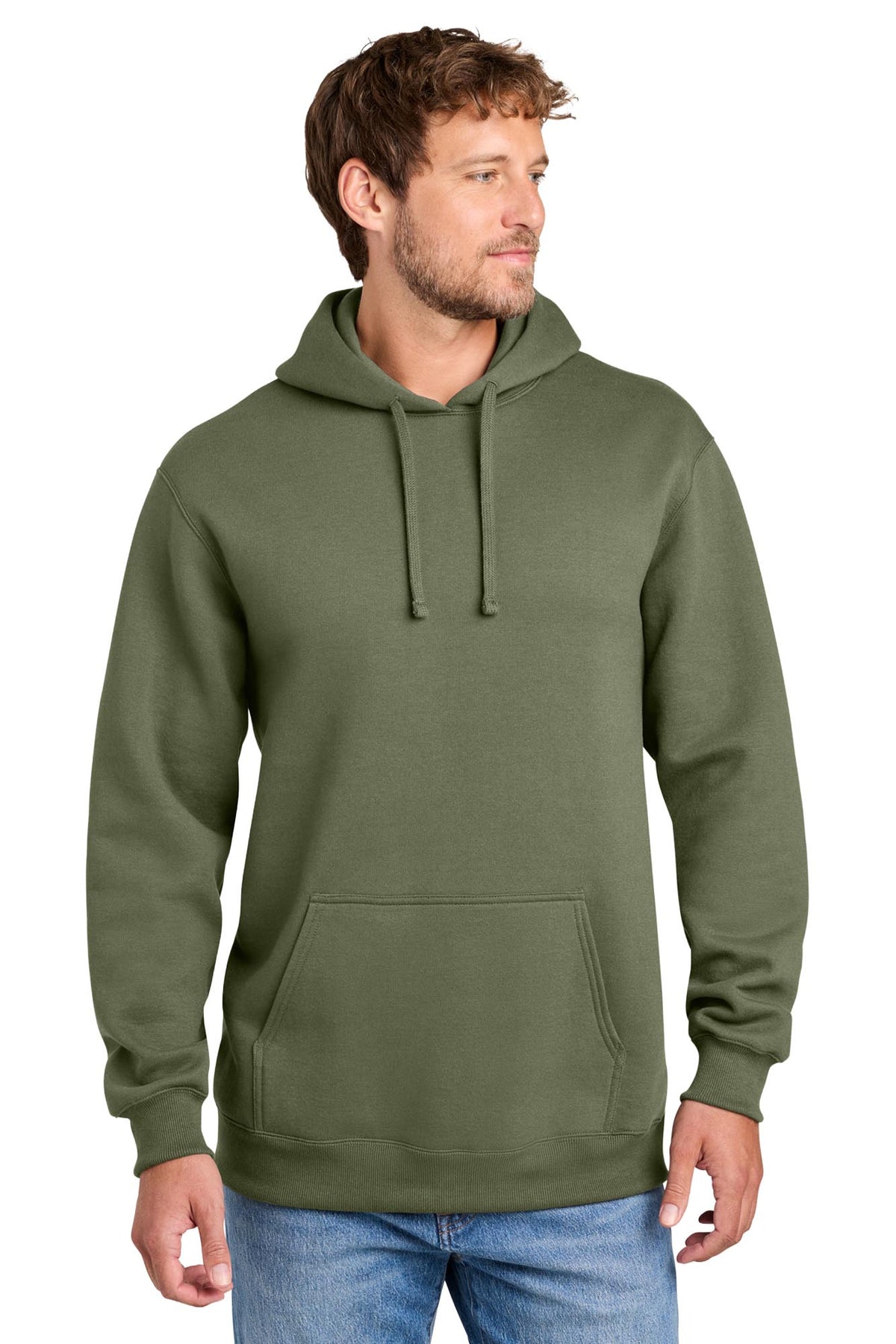 Port & Co® Men's Foundation Fleece Pullover Hooded Sweatshirt - Olive Drab Green