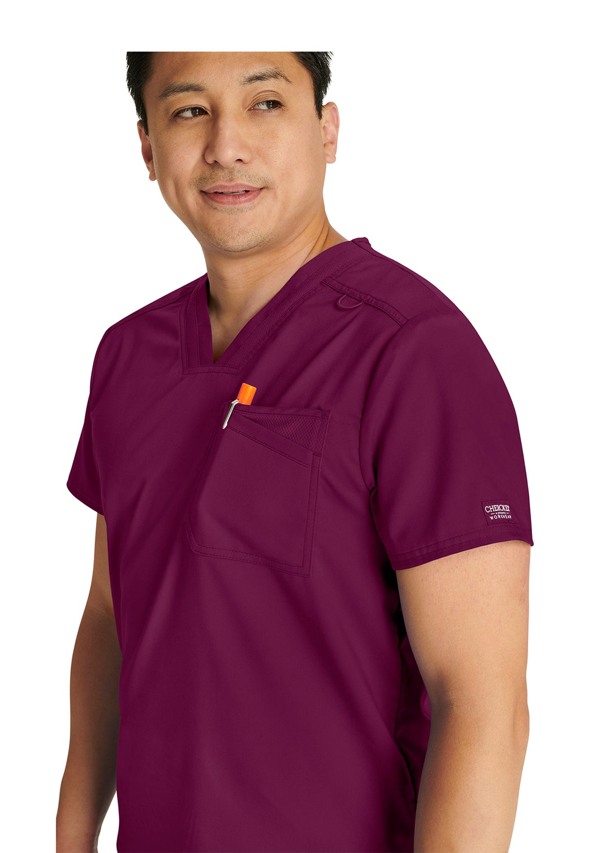 Cherokee Workwear Revolution Men's 2-Pocket V-Neck Top