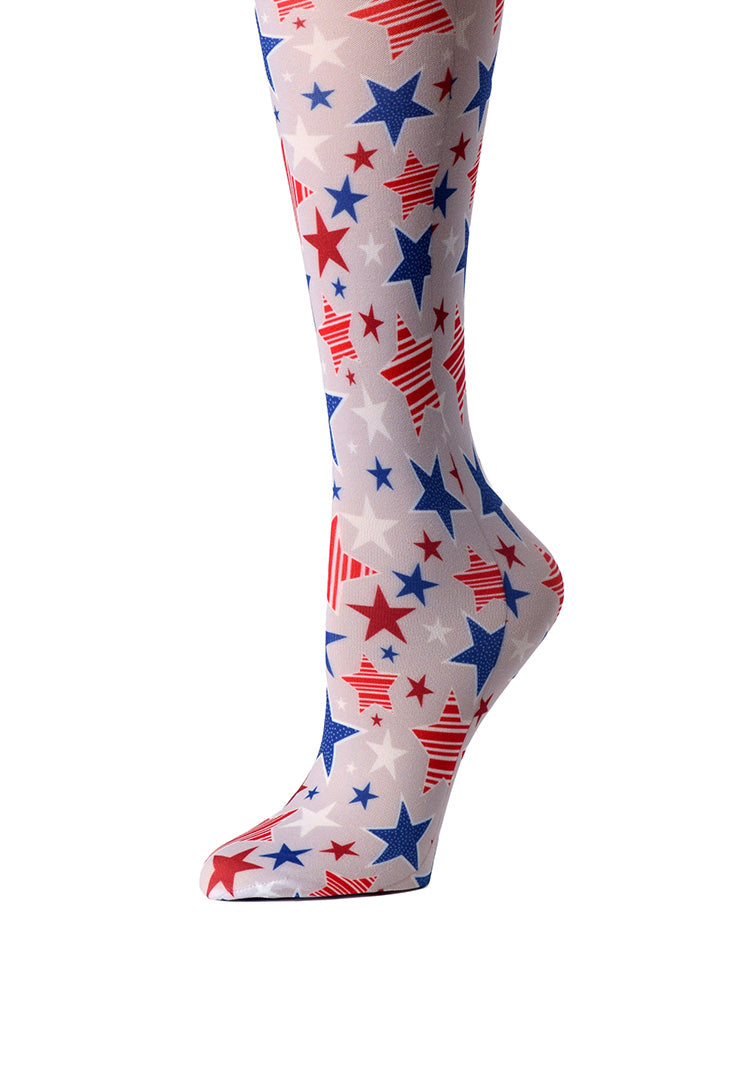 American Stars Print Sheer Knee High Compression Socks 8-15 mmHg