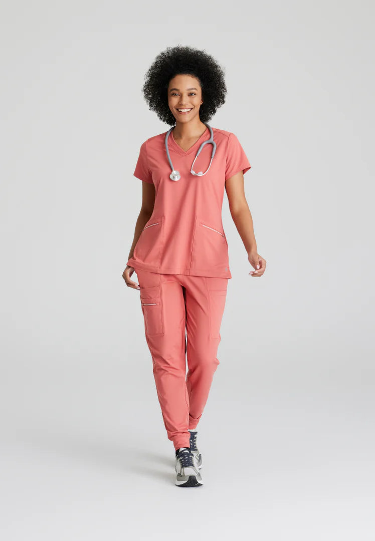 Barco One Performance Knits Women's Victory Knit V-Neck Top - Ginger Rose