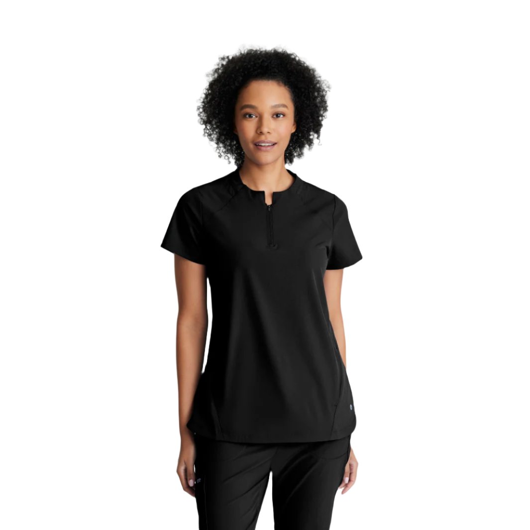 Barco One Women's Flux 2-Pocket Banded Zip Collar Top