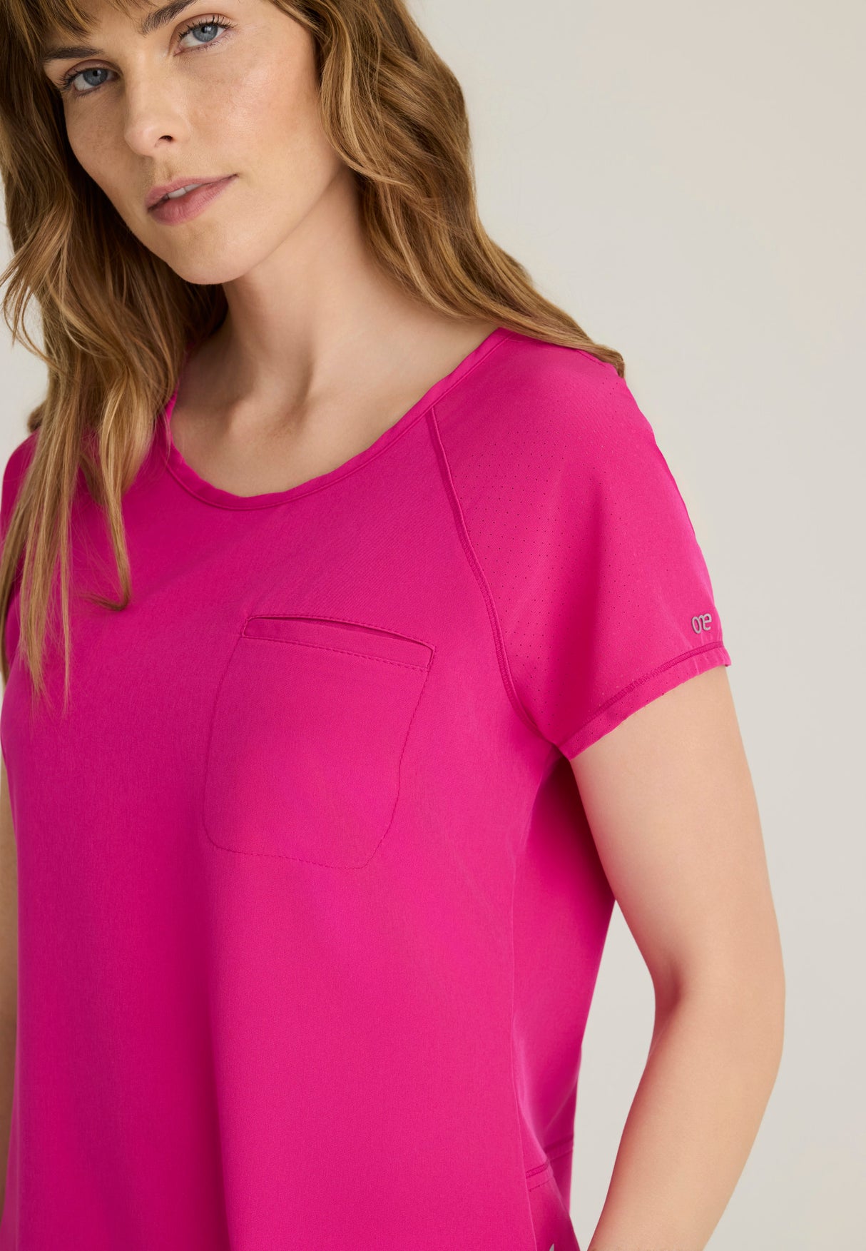 Barco One Women's 1 Pocket Raglan Sleeve Tuck-in Top