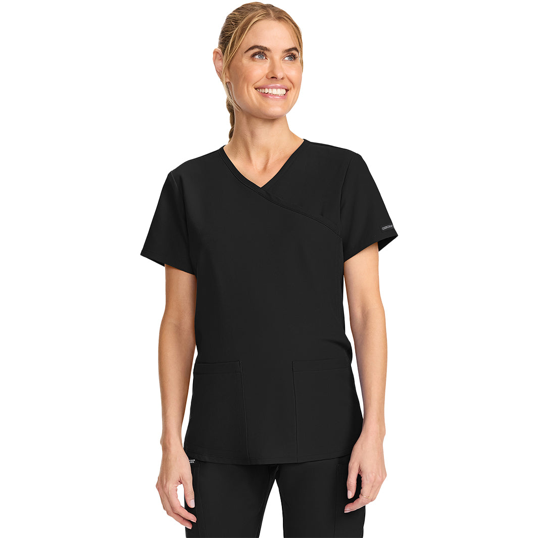 Cherokee Workwear Originals Ultra Maternity Mock Wrap V-Neck Top