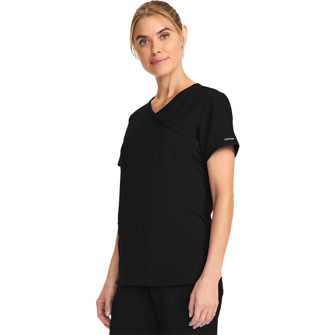 Cherokee Workwear Originals Ultra Maternity Mock Wrap V-Neck Top