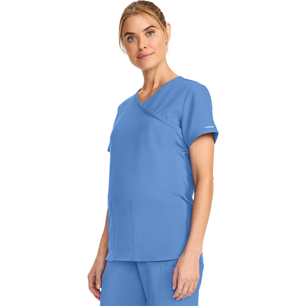 Cherokee Workwear Originals Ultra Maternity Mock Wrap V-Neck Top