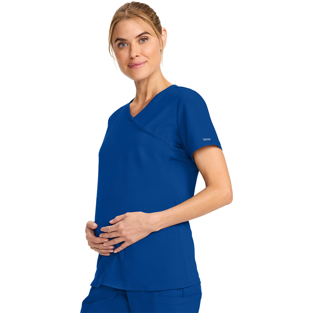 Cherokee Workwear Originals Ultra Maternity Mock Wrap V-Neck Top