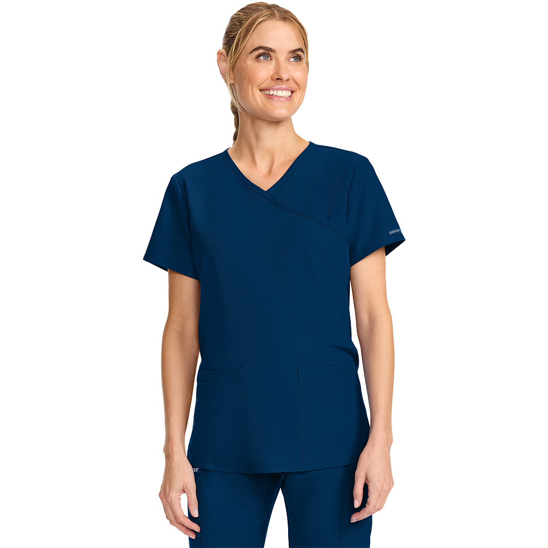 Cherokee Workwear Originals Ultra Maternity Mock Wrap V-Neck Top