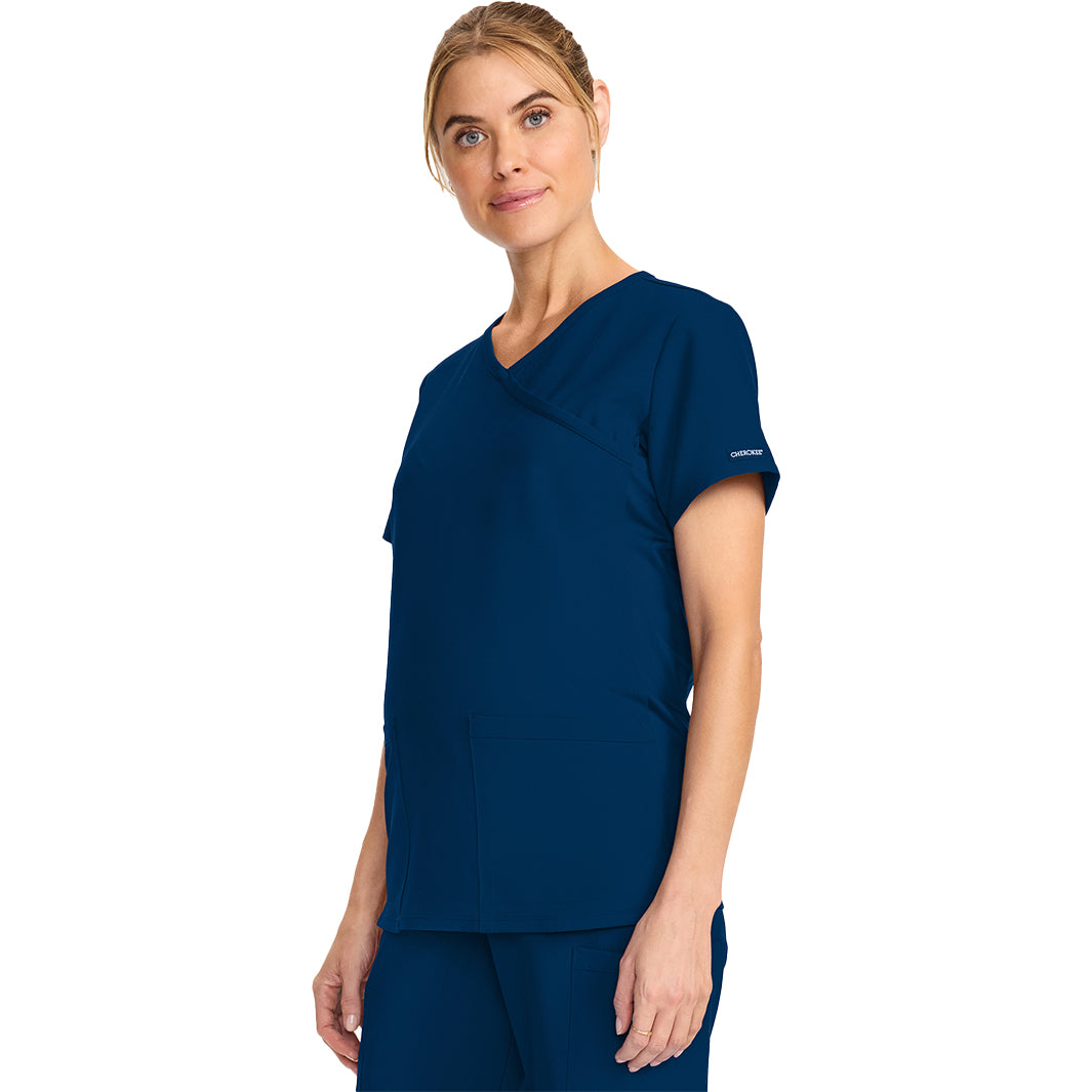Cherokee Workwear Originals Ultra Maternity Mock Wrap V-Neck Top