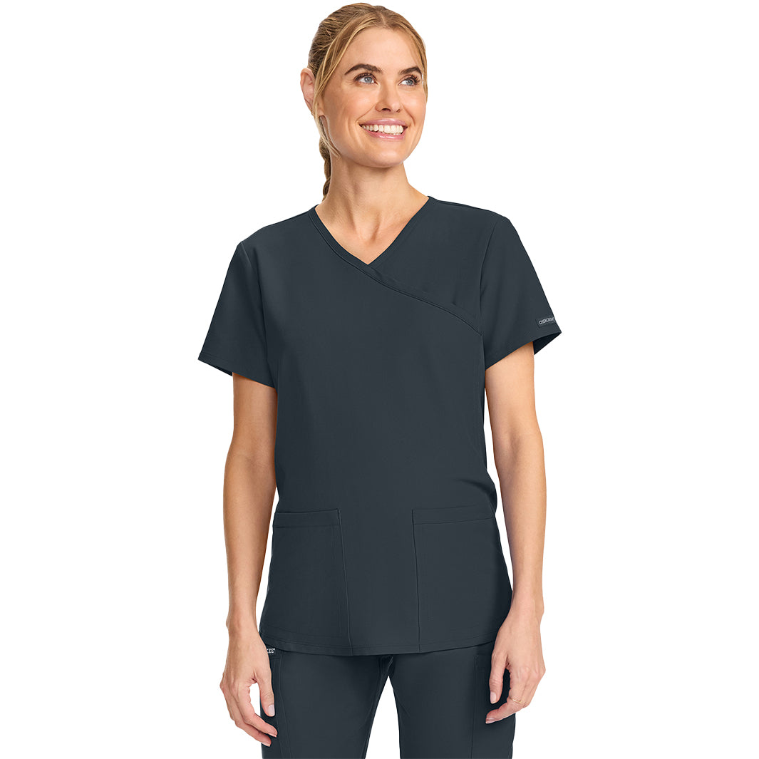 Cherokee Workwear Originals Ultra Maternity Mock Wrap V-Neck Top