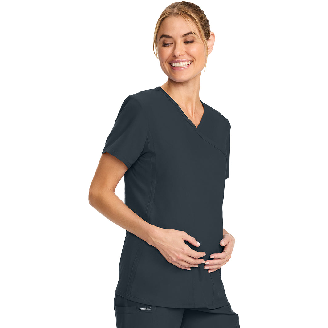 Cherokee Workwear Originals Ultra Maternity Mock Wrap V-Neck Top