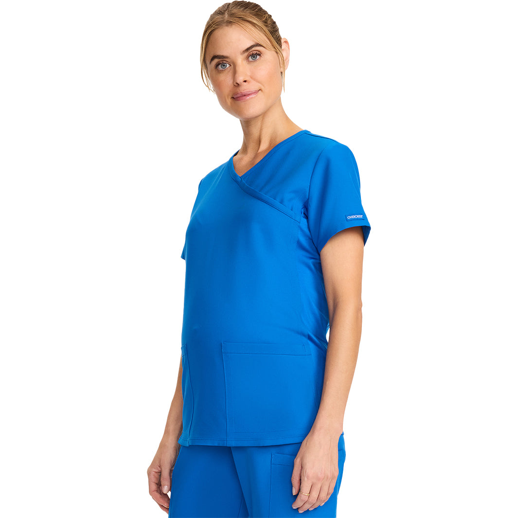 Cherokee Workwear Originals Ultra Maternity Mock Wrap V-Neck Top