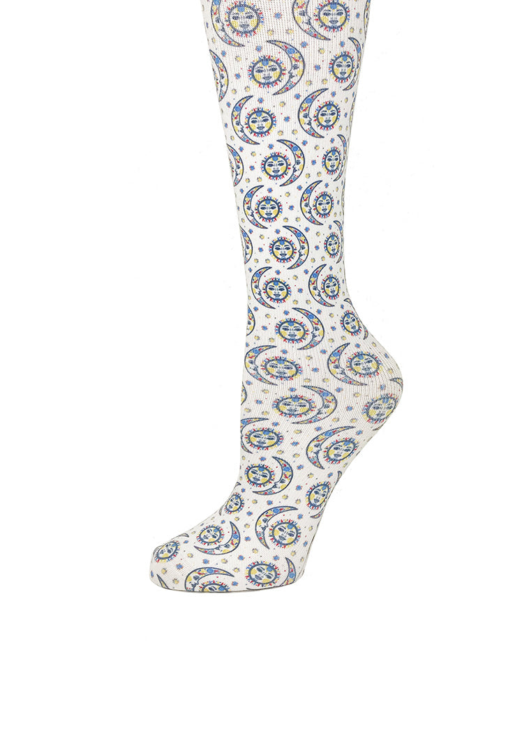 Celestial Print Sheer Knee High Compression Socks 8-15 mmHg
