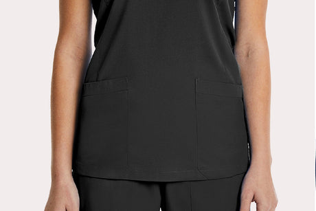 Elements by Alexanders Uniforms Women's Mock Wrap Patch Pocket 4-Way Stretch Scrub Top