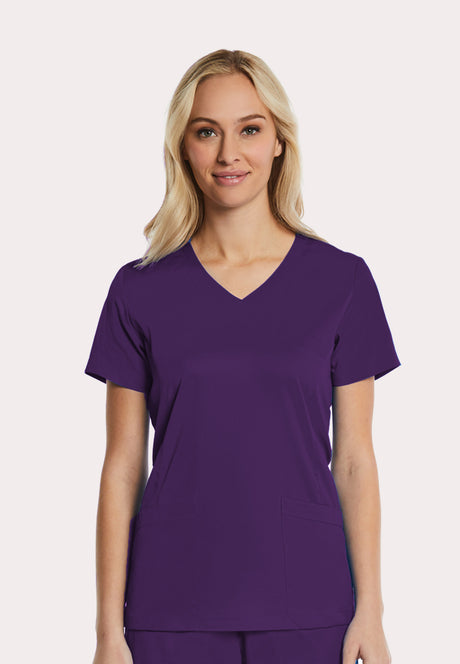 Elements by Alexanders Uniforms Women's Mock Wrap Patch Pocket 4-Way Stretch Scrub Top