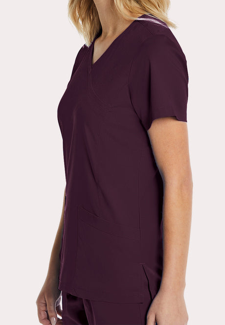 Elements by Alexanders Uniforms Women's Mock Wrap Patch Pocket 4-Way Stretch Scrub Top