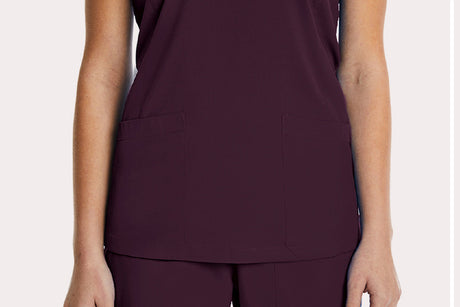 Elements by Alexanders Uniforms Women's Mock Wrap Patch Pocket 4-Way Stretch Scrub Top