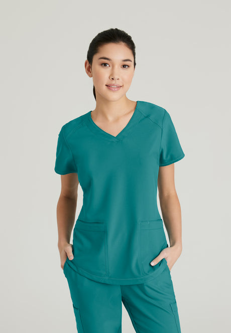 Grey's Anatomy™ Evolve Women's Rhythm 2-Pocket Piped V-Neck CiCLO® Scrub Top