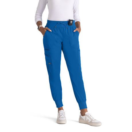 Grey's Anatomy™ Spandex Stretch Women's Carly 7-Pocket Mid-Rise Jogger Scrub Petite Pant