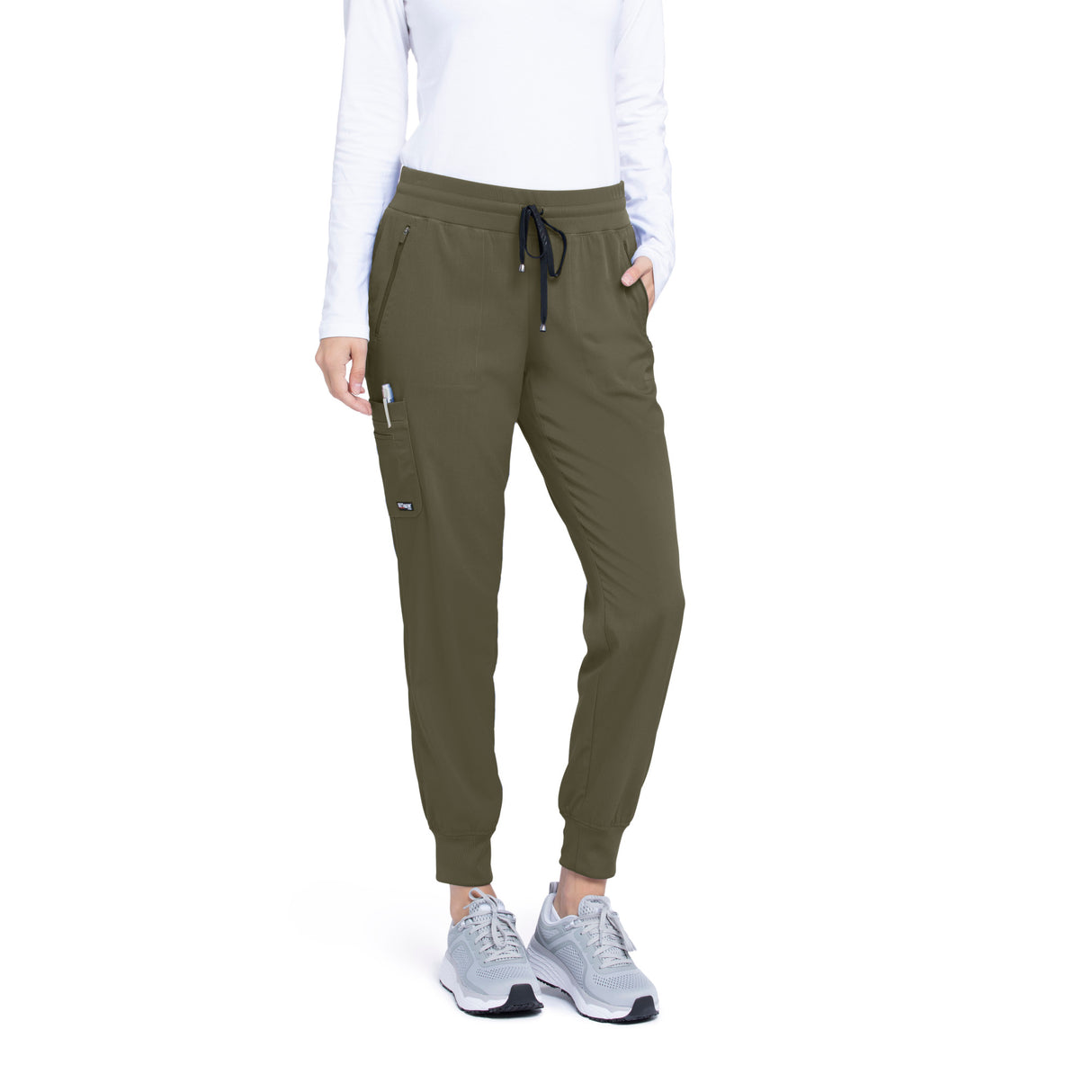 Grey's Anatomy™ Spandex Stretch Women's Eden 5-Pocket Mid-Rise Jogger Scrub Petite Pant