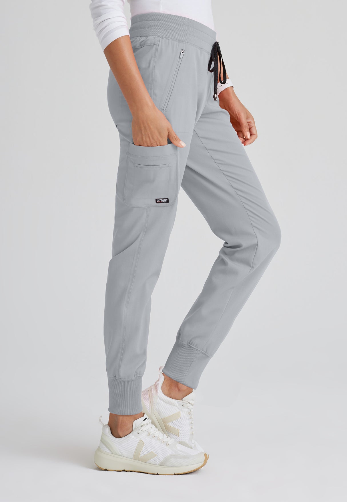 Grey's Anatomy™ Spandex Stretch Women's Eden 5-Pocket Mid-Rise Jogger Scrub Petite Pant