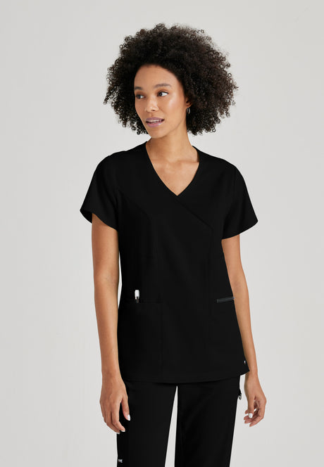 Grey's Anatomy™ Spandex Stretch Women's Kim 3-Pocket Crossover V-Neck Scrub Top