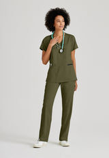 Grey's Anatomy™ Spandex Stretch Women's Kim 3-Pocket Crossover V-Neck Scrub Top