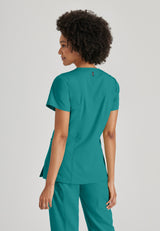Grey's Anatomy™ Spandex Stretch Women's Kim 3-Pocket Crossover V-Neck Scrub Top