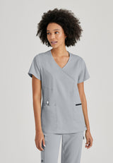 Grey's Anatomy™ Spandex Stretch Women's Kim 3-Pocket Crossover V-Neck Scrub Top