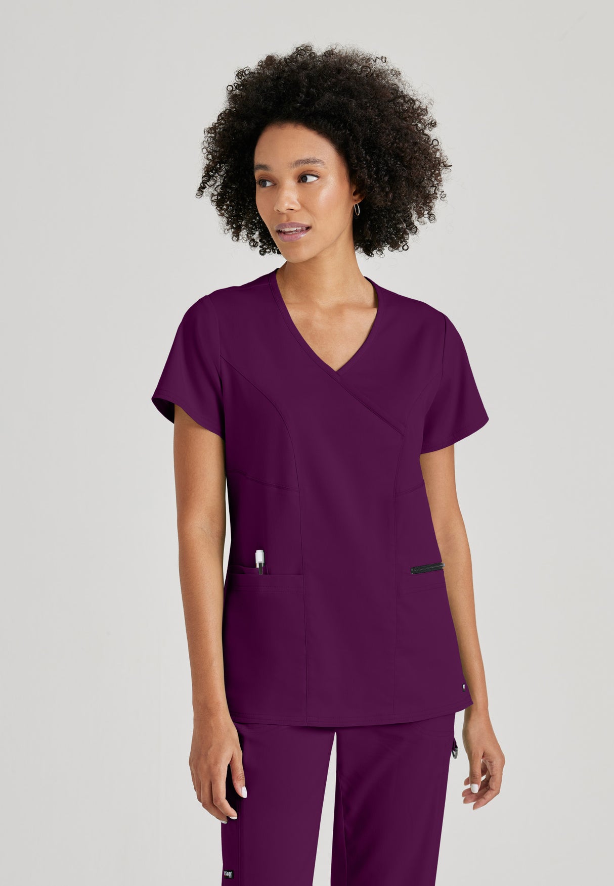 Grey's Anatomy™ Spandex Stretch Women's Kim 3-Pocket Crossover V-Neck Scrub Top