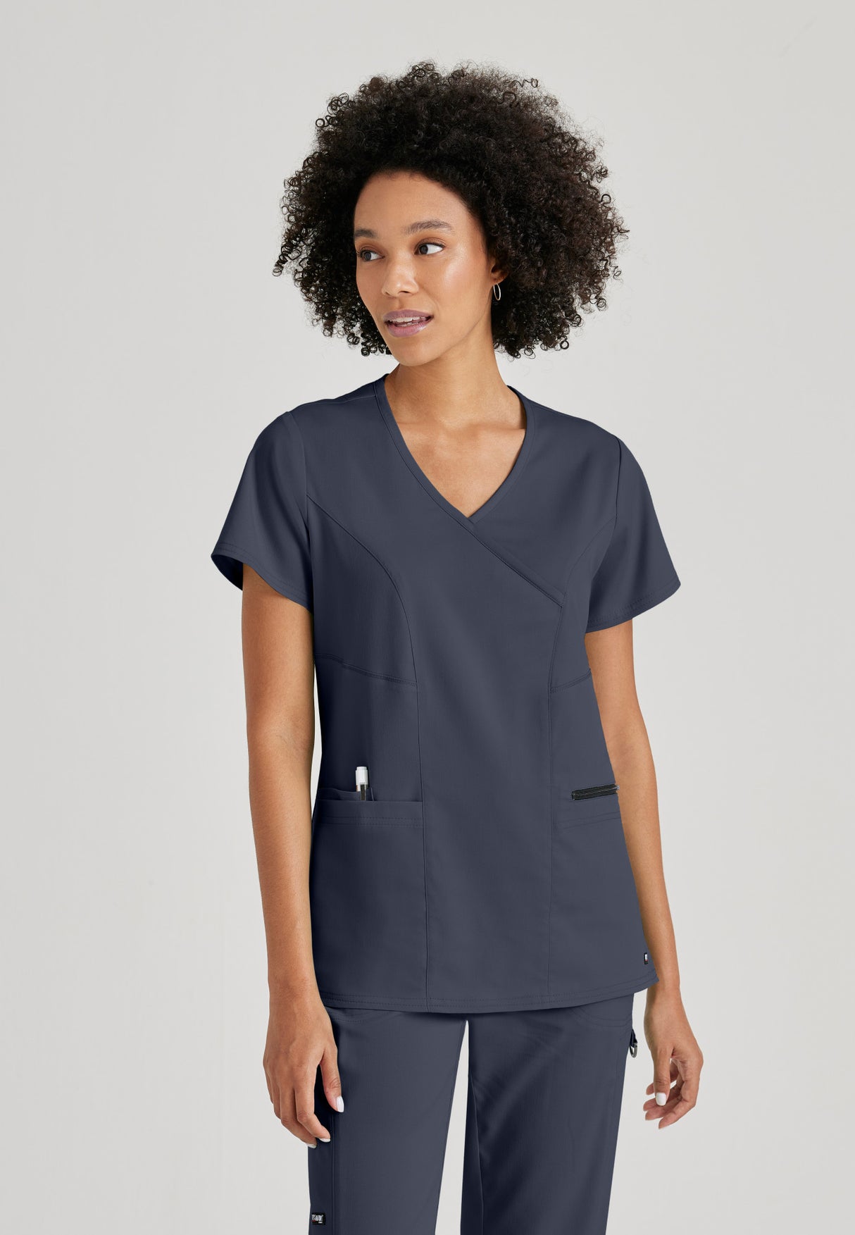 Grey's Anatomy™ Spandex Stretch Women's Kim 3-Pocket Crossover V-Neck Scrub Top