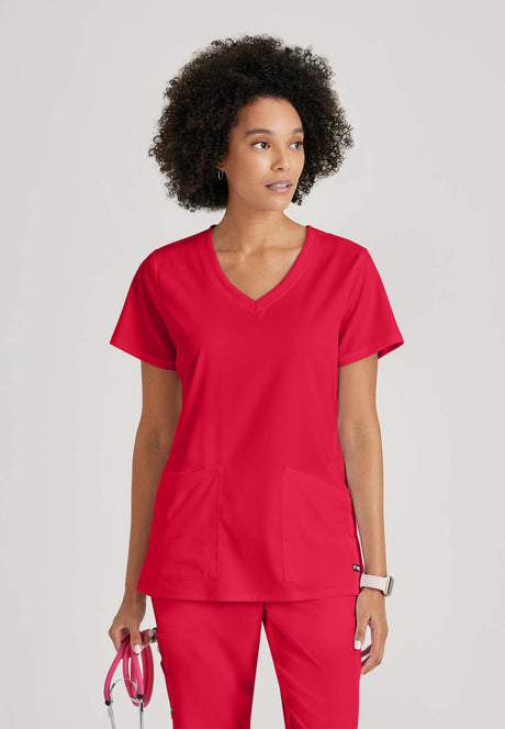 Grey's Anatomy™ Spandex Stretch Women's Serena 3-Pocket Curved V-Neck Scrub Top