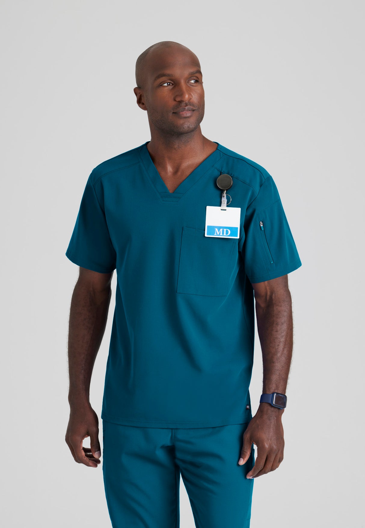 Grey's Anatomy™ Spandex Stretch Men's Murphy 2-Pocket V-Neck Scrub Top