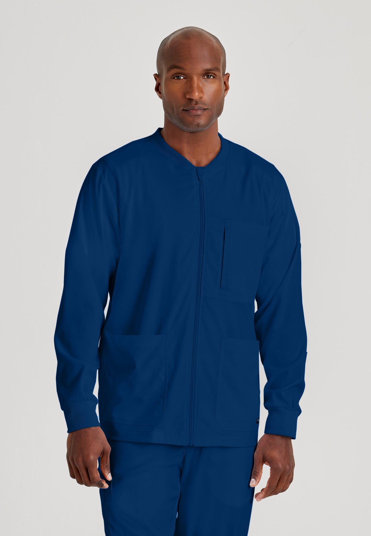 Grey's Anatomy™ Spandex Stretch Men's React 5-Pocket Crewneck Warmup Scrub Jacket