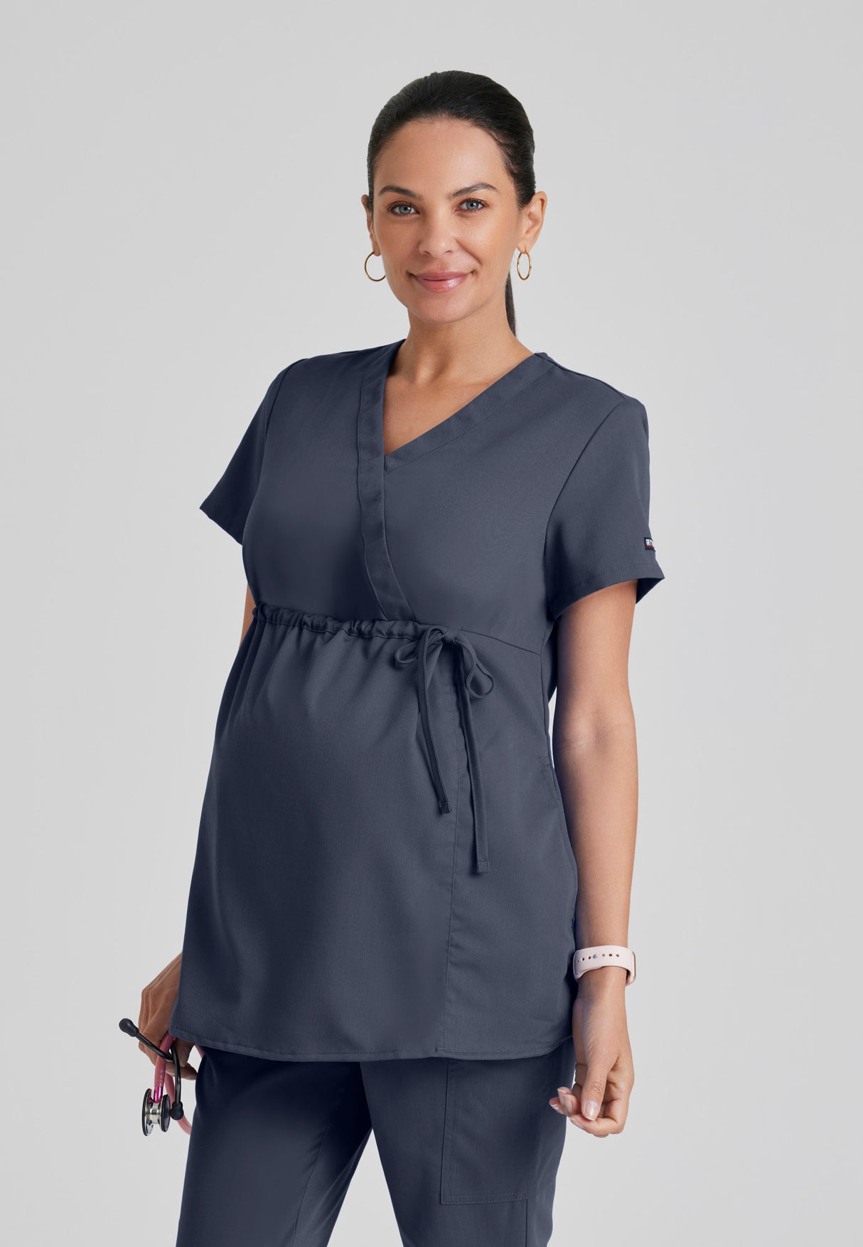 Grey's Anatomy™ Women's Lilah 4-Pocket Mock-Wrap Maternity Top