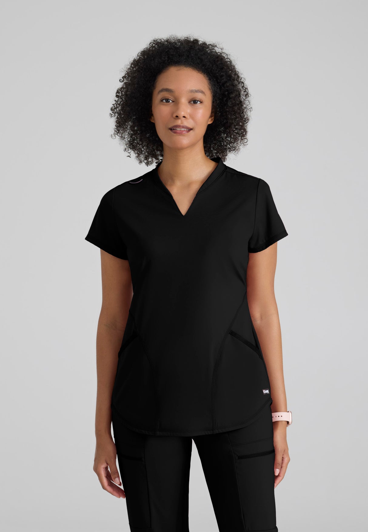 Grey's Anatomy Knit Stretch Women's Define  2-Pocket V-Neck Top