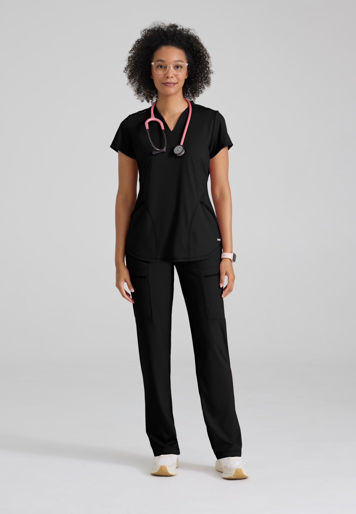 Grey's Anatomy Knit Stretch Women's Define  2-Pocket V-Neck Top