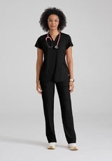 Grey's Anatomy Knit Stretch Women's Define  2-Pocket V-Neck Top