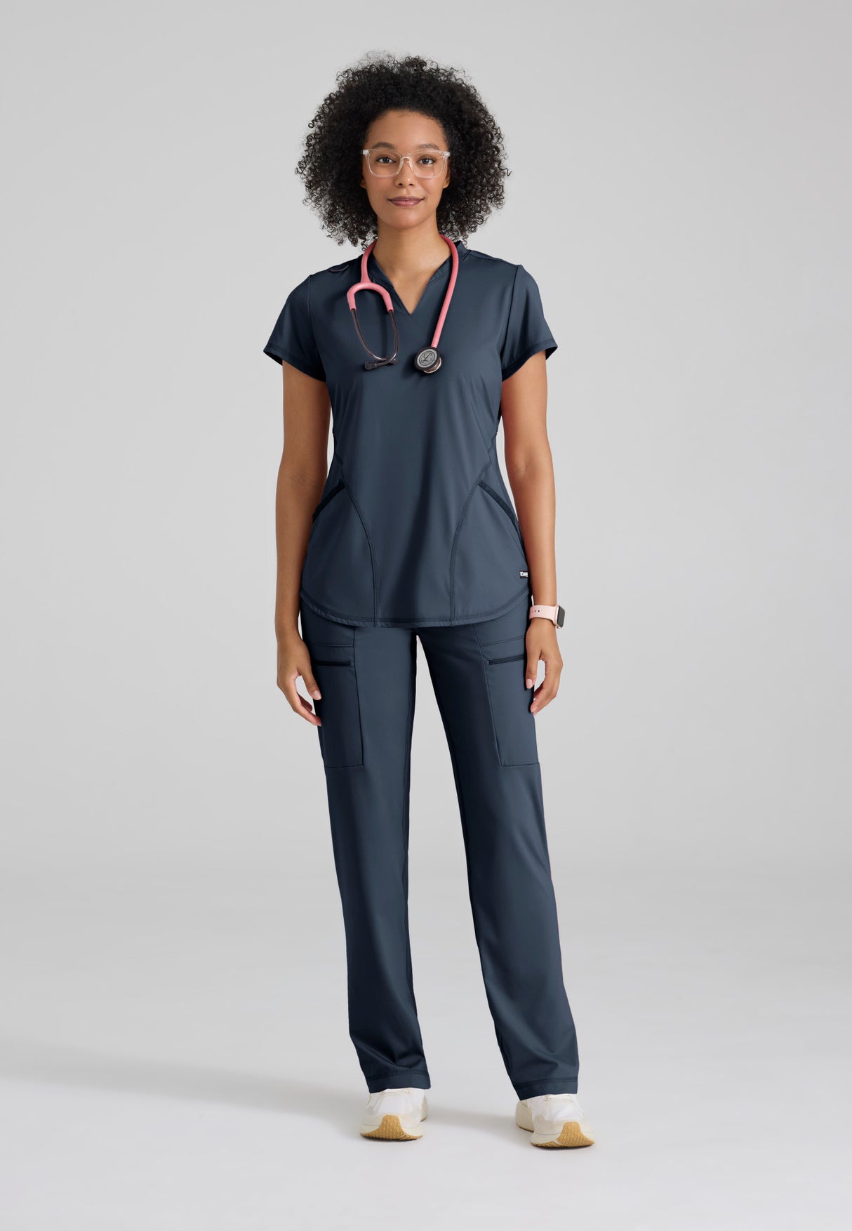 Grey's Anatomy Knit Stretch Women's Define  2-Pocket V-Neck Top