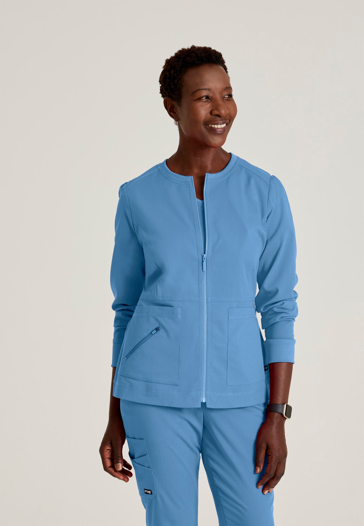 Grey's Anatomy™ Spandex Stretch Women's Millie 3-Pocket Crewneck Scrub Jacket