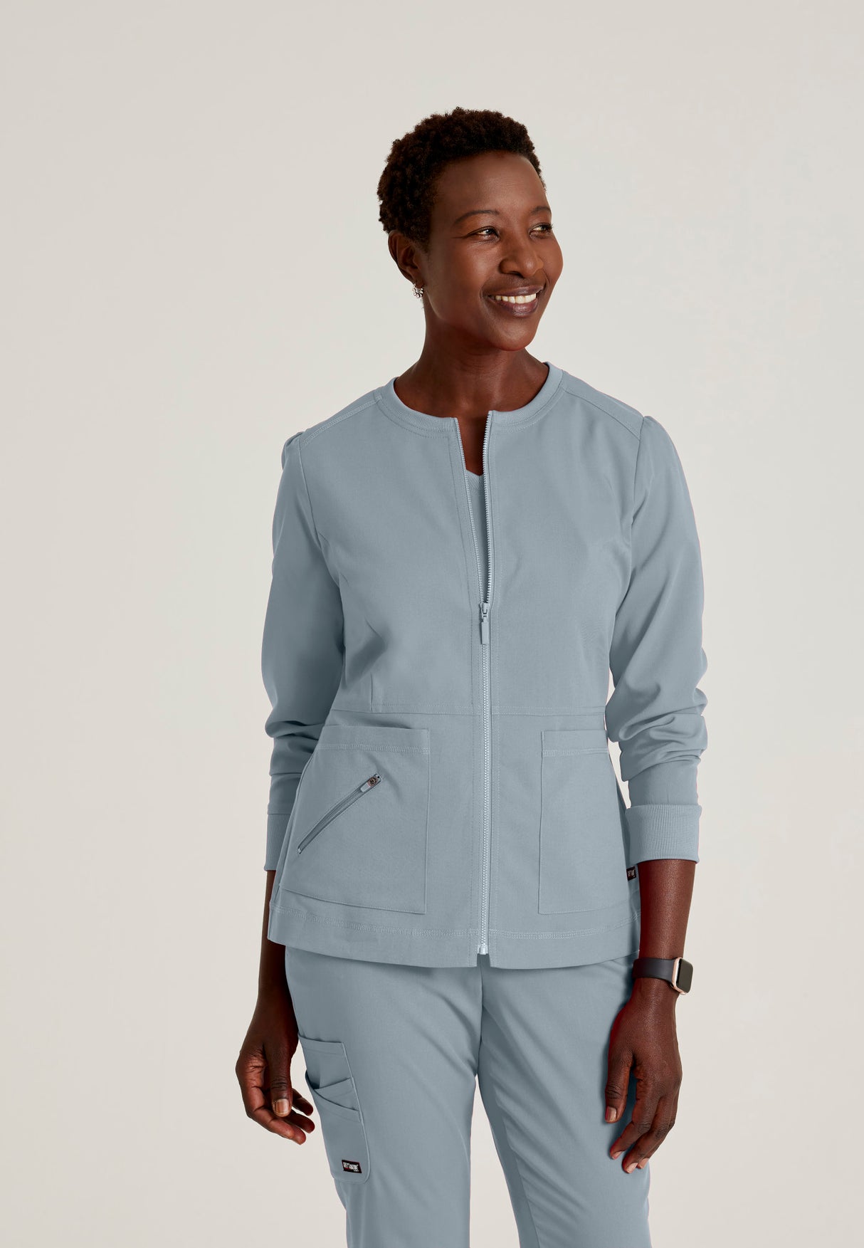 Grey's Anatomy™ Spandex Stretch Women's Millie 3-Pocket Crewneck Scrub Jacket