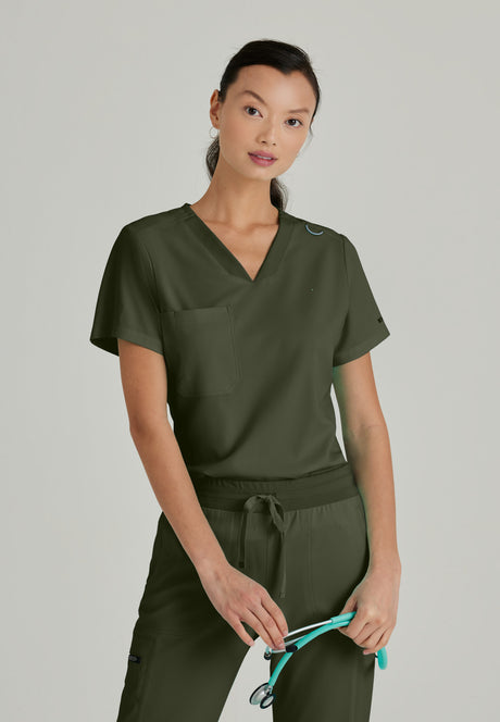 Grey's Anatomy™ Spandex Stretch Women's Bree 1-Pocket Tuck-In Scrub Top