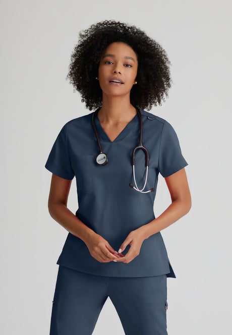 Grey's Anatomy™ Spandex Stretch Women's Bree 1-Pocket Tuck-In Scrub Top