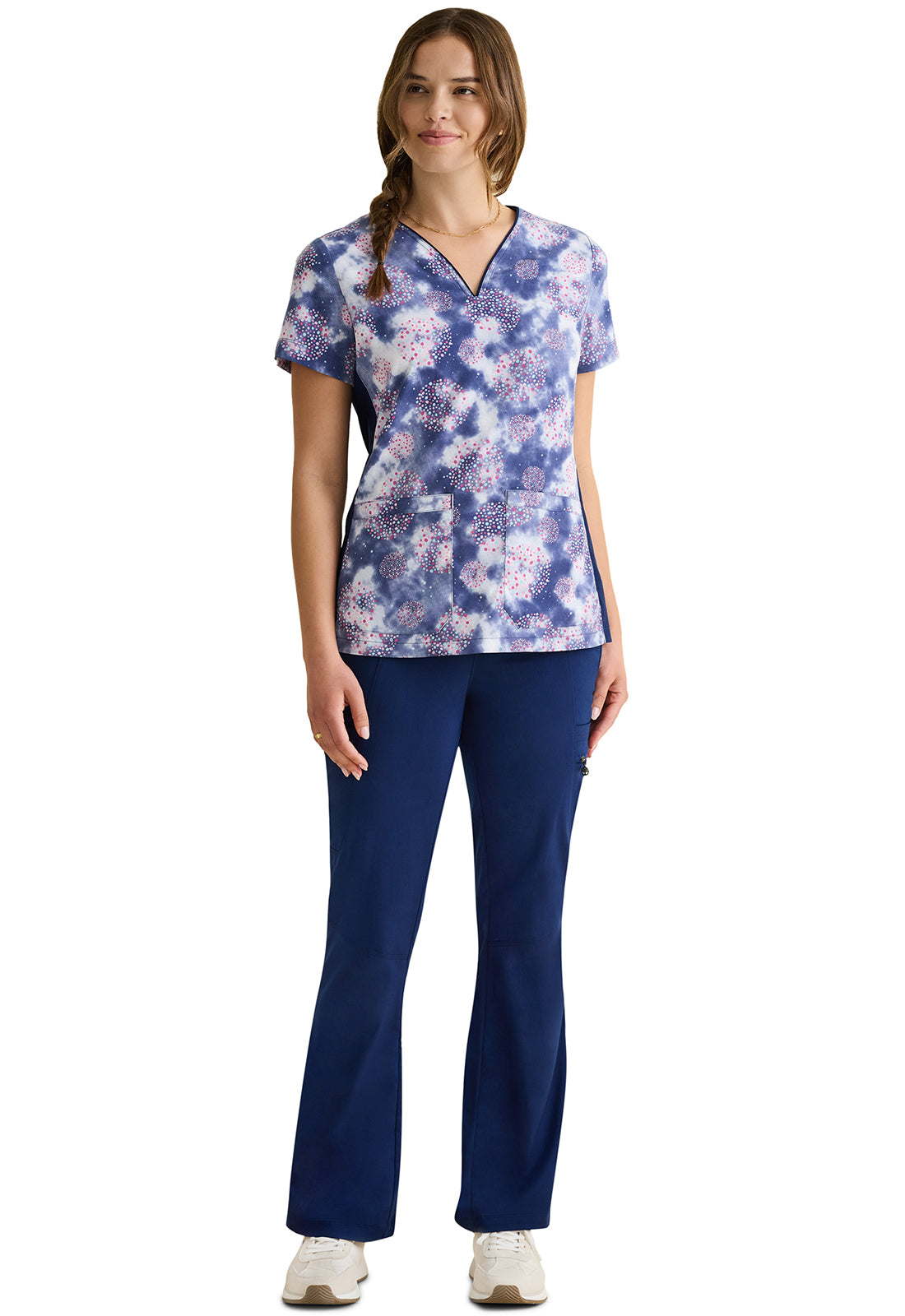 Healing Hands Purple Label Women's 3-Pocket Jean V-Neck Print Top