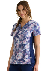 Healing Hands Purple Label Women's 3-Pocket Jean V-Neck Print Top