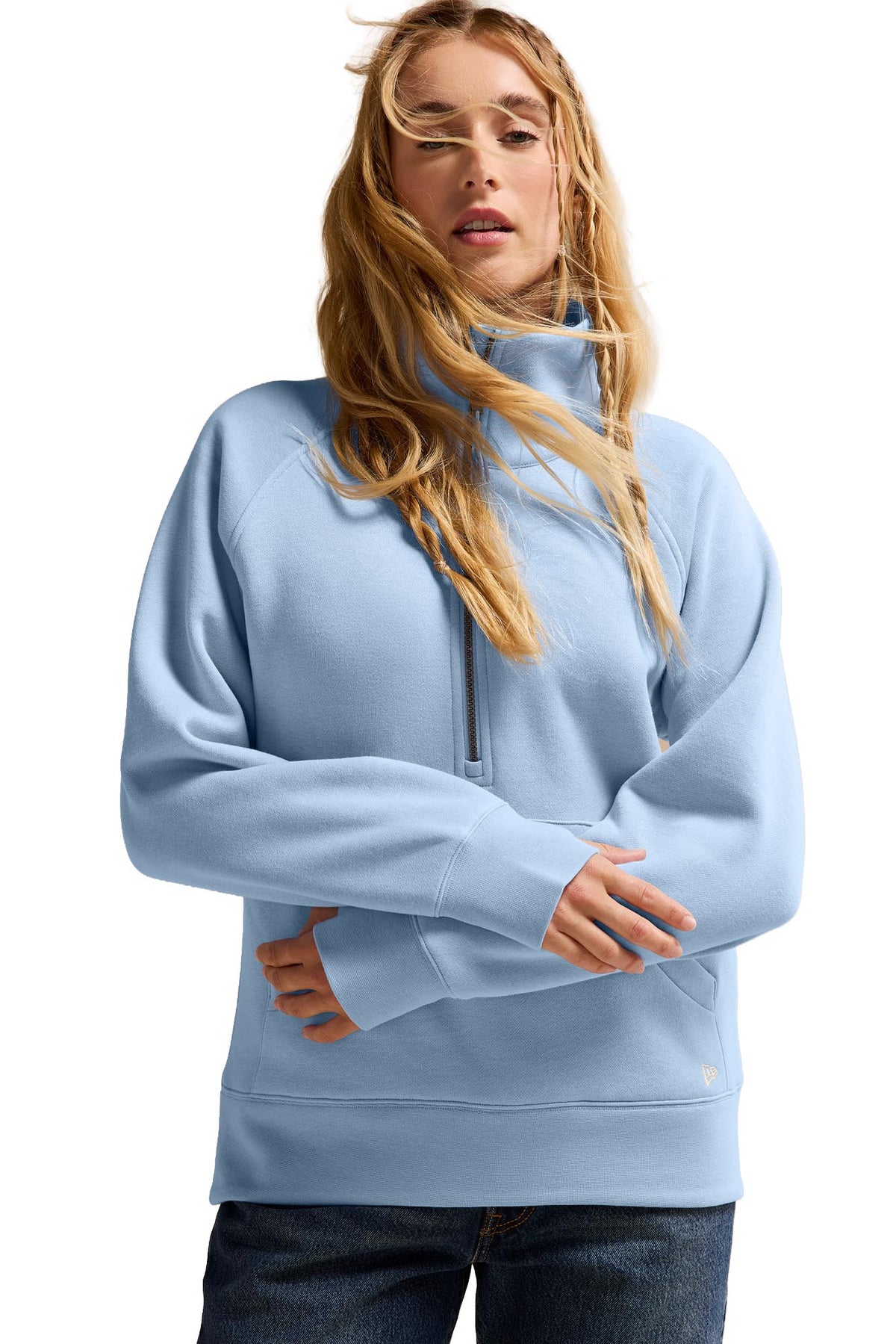 New Era® Women’s Heritage Fleece 1/2-Zip - Cloud Blue