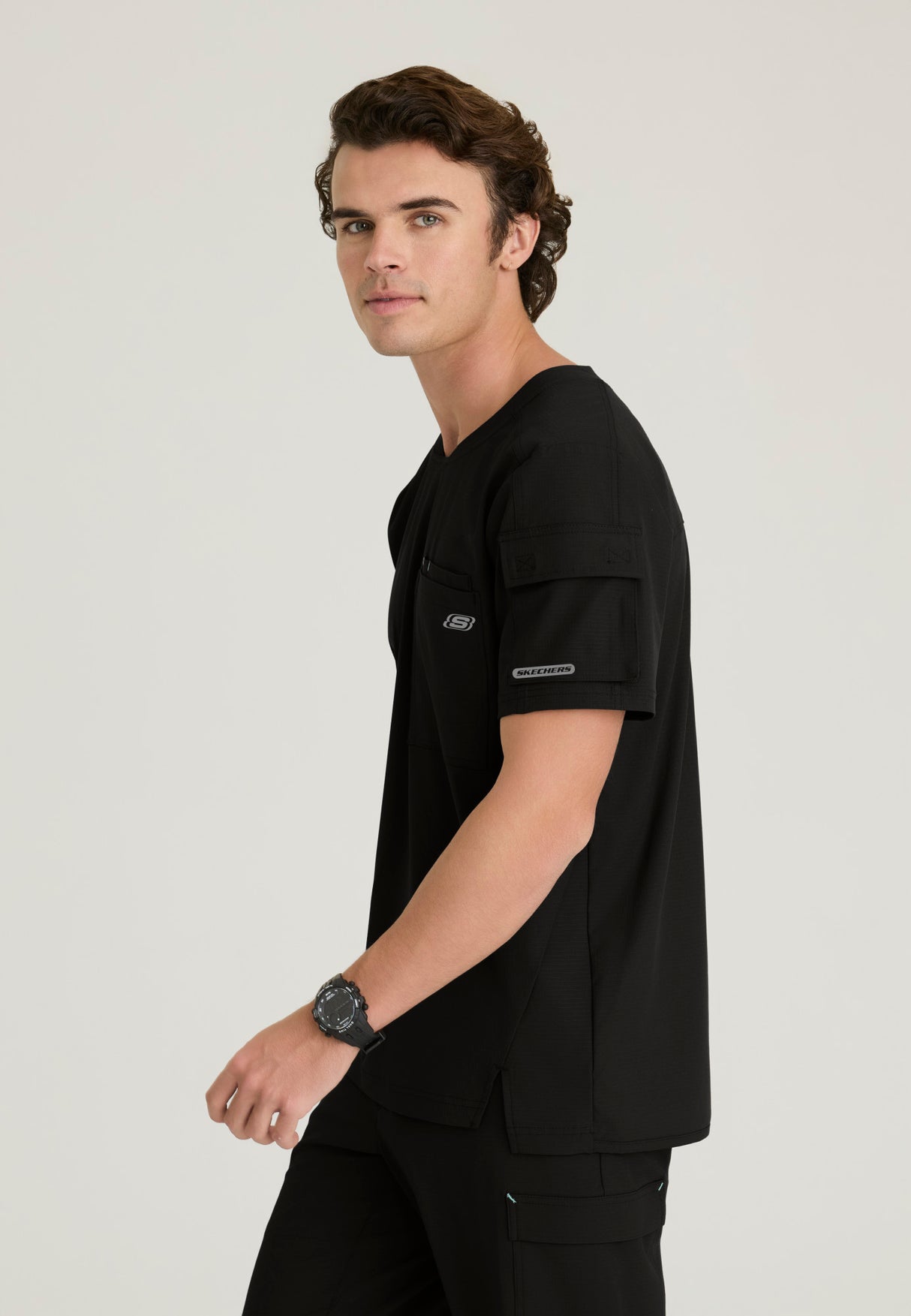 Skechers™ By Barco Ripstop Men's 3-Pocket Round-Neck  High-Low Station Top
